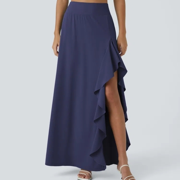 Halara Breezeful High Waisted High Low Ruffle 2-in-1 Quick Dry Maxi Skirt Sz XS - Picture 3 of 8